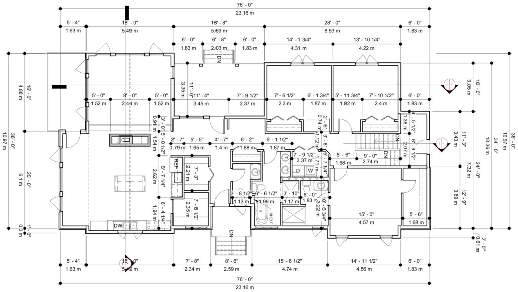 Technical Drawing of a Dimensioned Floor Plan 