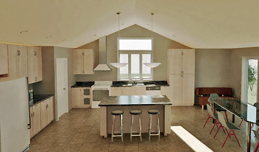 Finished Kitchen Rendered in Revit